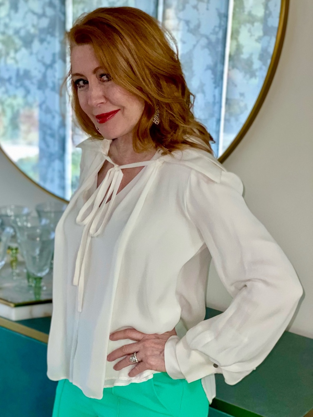 Plein Sud Ivory Tie-Neck Blouse-LIKE NEW
